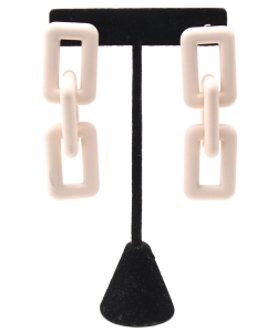 Matte Colored Chain Driop Earings ES700232 IVORY